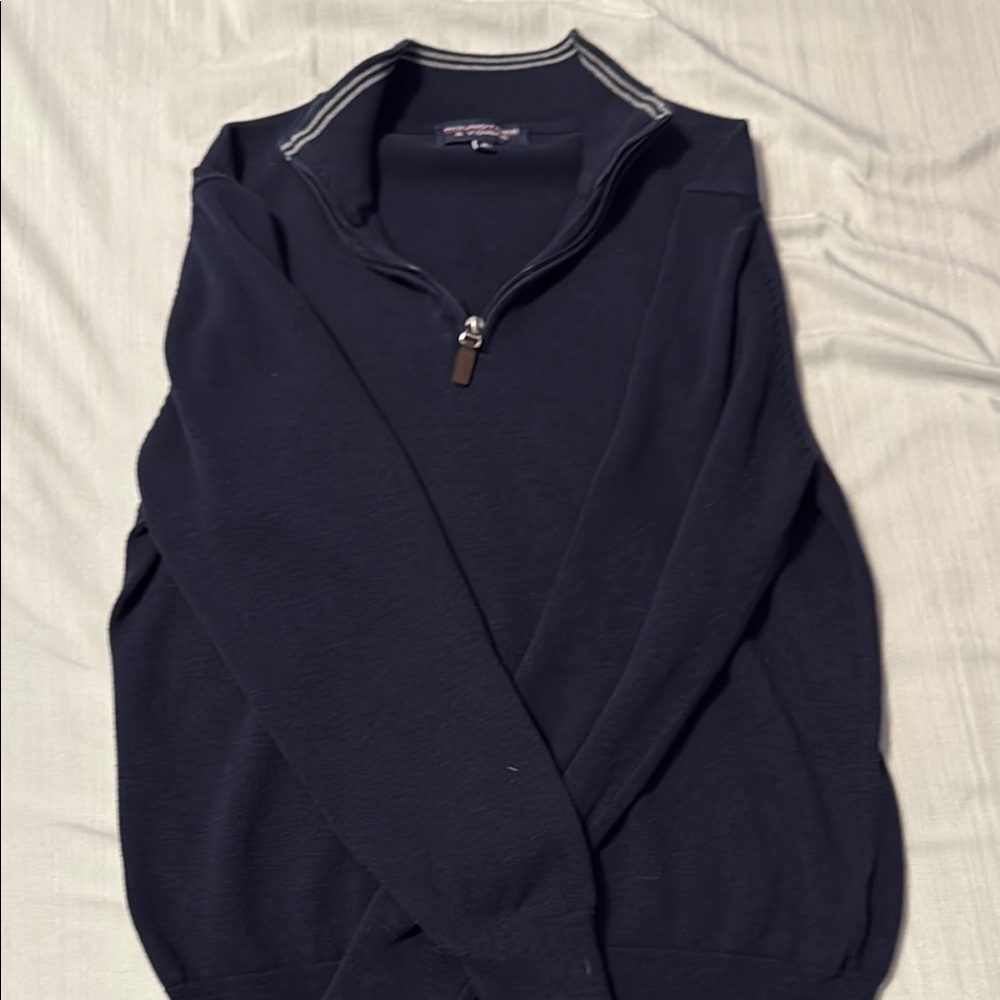 RoundTree & Yorke Men's Navy Sweater with Quarter-Zip